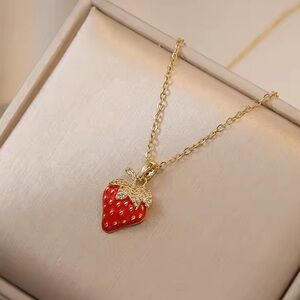 Red Strawberry Gold Necklace